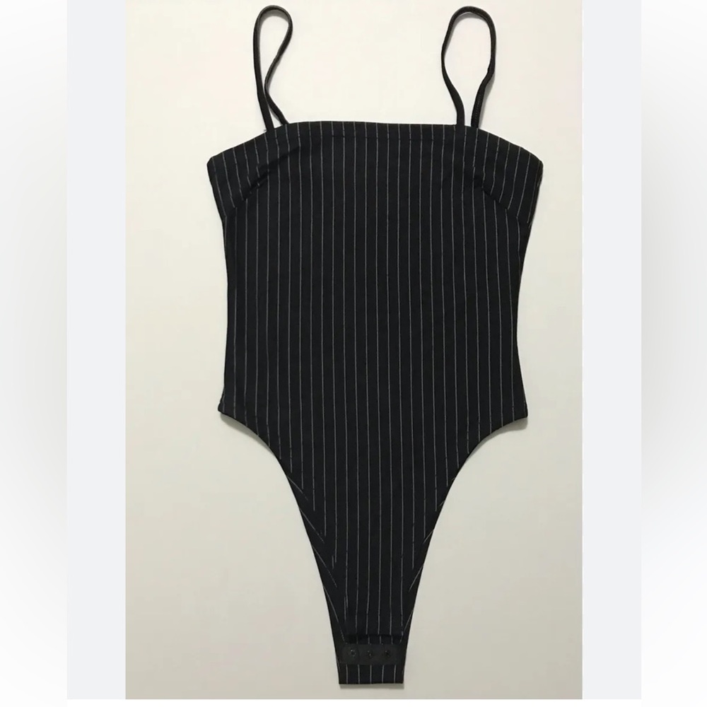 Black pinstripe bodysuit